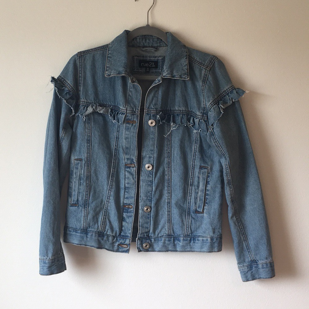 denim jacket with ruffle!